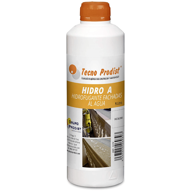 HIDRO A de Tecno Prodist - Imperméabilisant Transparent, Hydrofuge Incolore pour façade, carrelage, brique et pierre - Transparent - 1 Litre