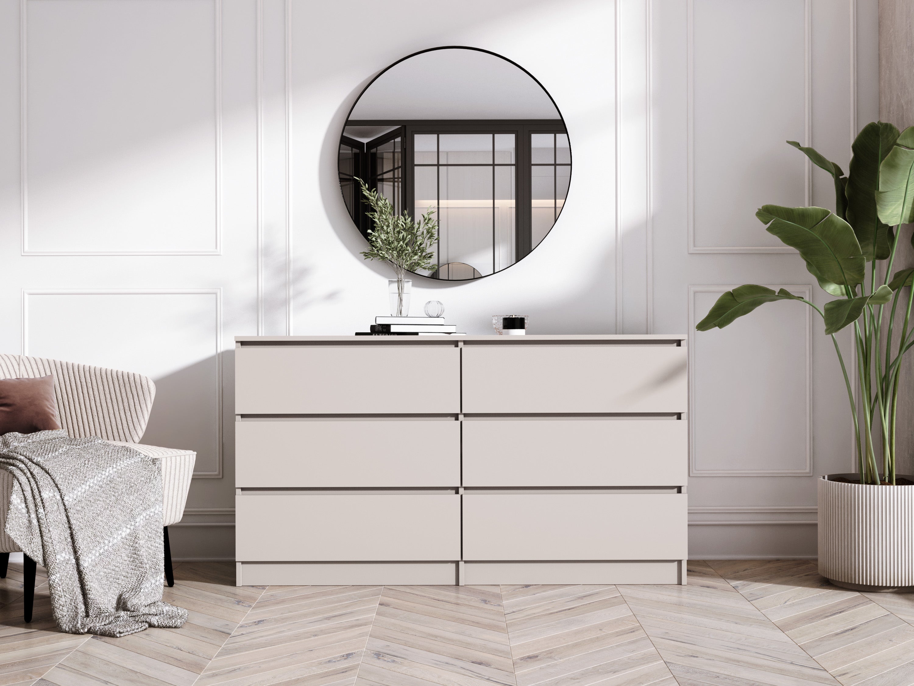 Commode 6 tiroirs, cachemire, 139 x 39 x 79 cm - 3