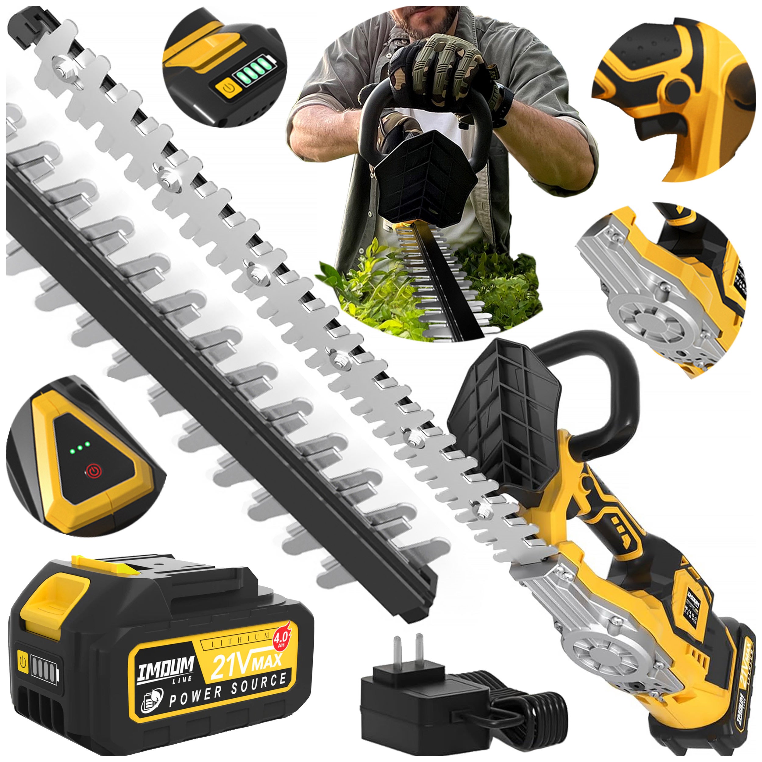 Nożyce do żywopłotu akumulatorowe IMOUM LLJ50 120 W 50 cm 21 V 4 Ah
