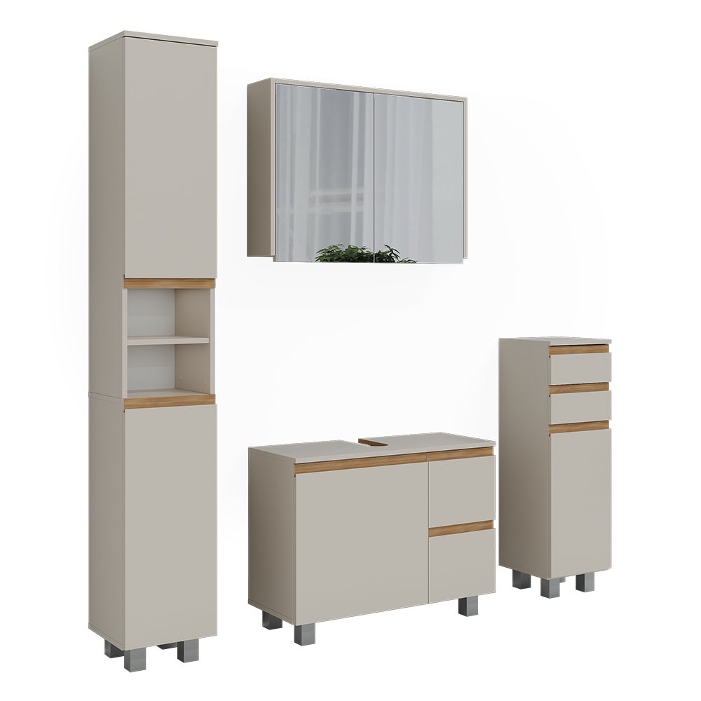 Vicco Zestaw mebli łazienkowych J-Shape, Kaszmir/Rękodzieło, 4 części