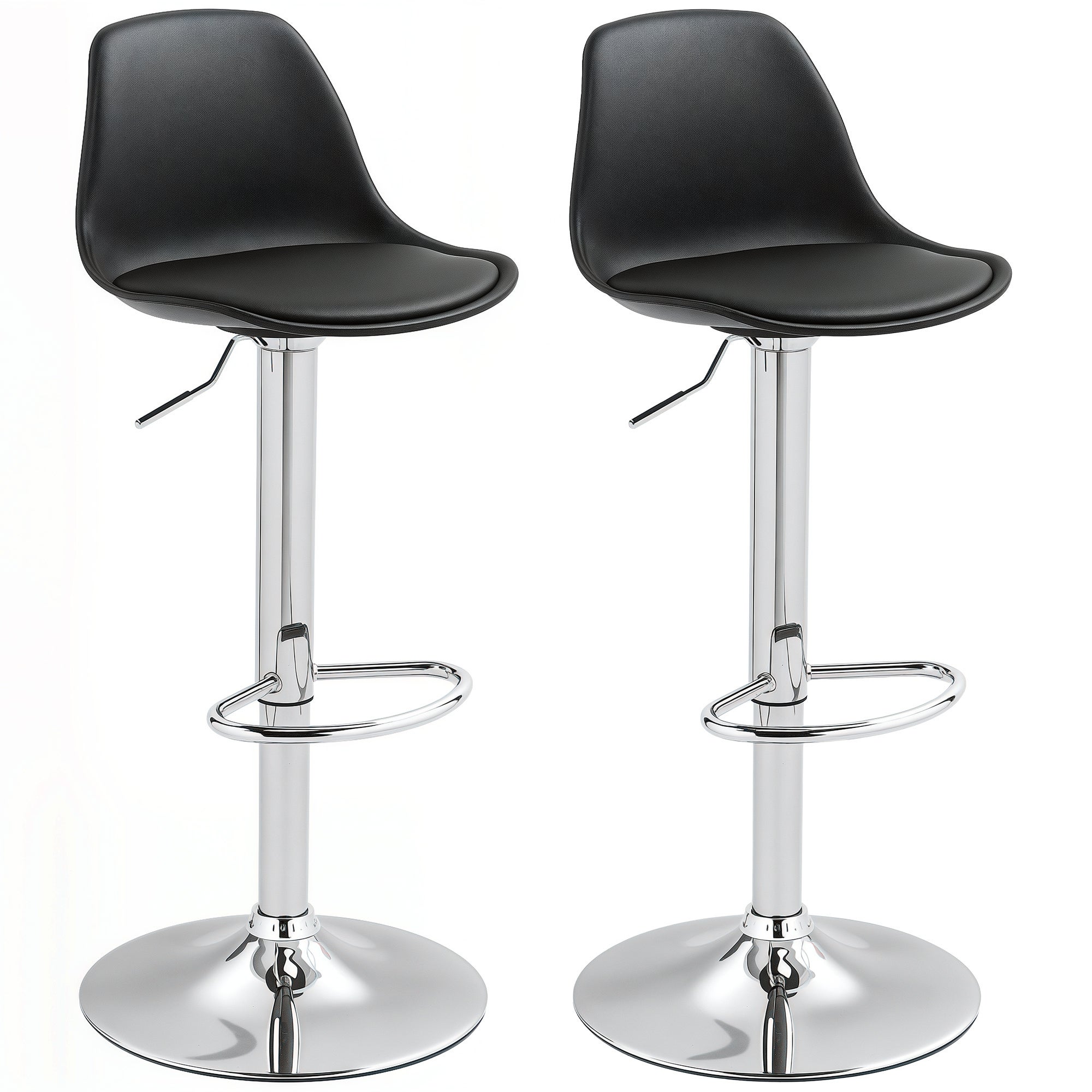 Ermnois Lot De 2 Tabourets De Bar Pivotants Avec Dossier - Réglables En Hauteur, Cuir Synthétique Gris, Design Moderne Sans Accoudoirs