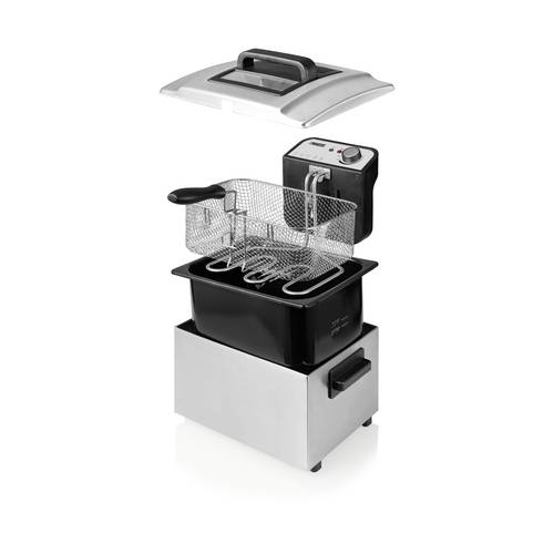 Friteuse électrique, de 6 l, 2500 W, en acier inoxydable avec tamis, friteuses en acier inoxydable avec contrôle de la température, pour la fabrication de frites, poulet, rondelles d'oignon, etc
