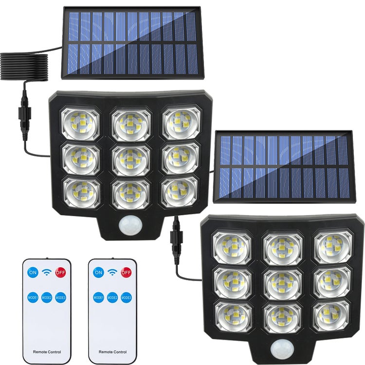 2 zewnętrzne reflektory solarne 90 LED z czujnikiem ruchu, wodoodporne, 3 tryby oświetlenia, oświetlenie ogrodowe