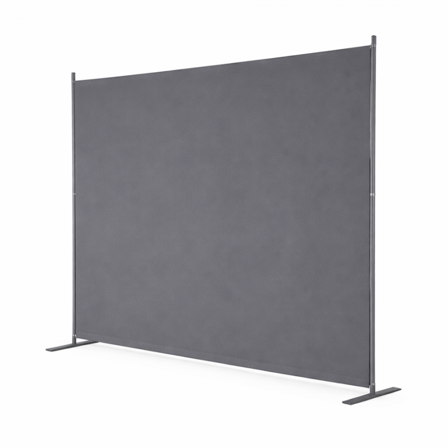 Paravent 180x180cm Gris – Séparateur Pièce Autoportant Toile Oxford Fer pour Bureau Chambre Salon - 6