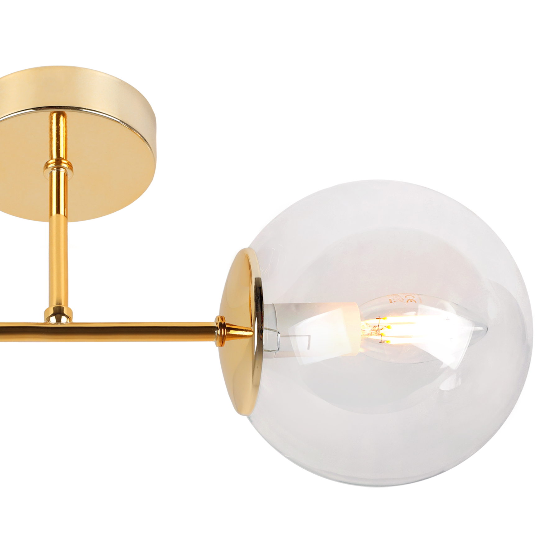 Lampa kinkiet ścienny złota Siena loft 1xE14 klosz kula szklana bezbarwna Light Home LH - 5