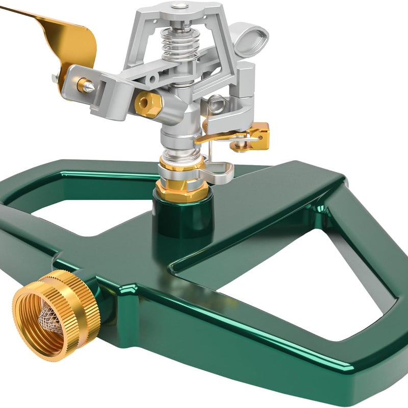 Zraszacz pulsacyjny z metalową podstawą, wytrzymała głowica zraszacza ze stopu cynku, system nawadniania wężem ogrodowym z głowicą zraszacza