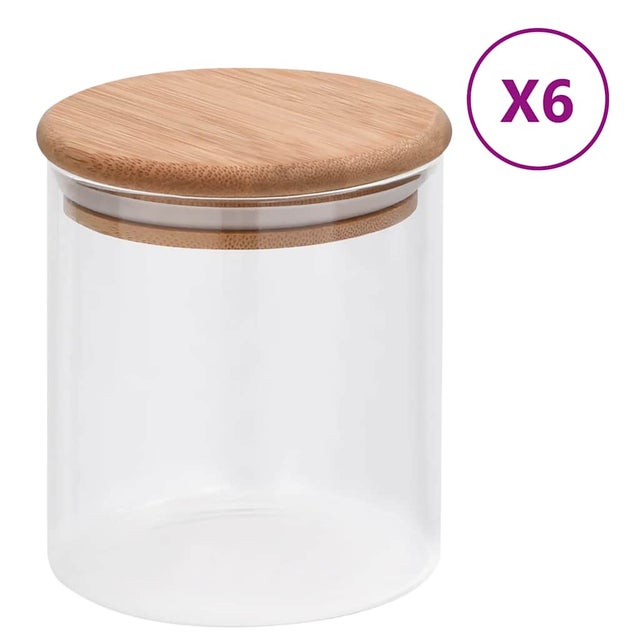 Szklane słoje z bambusową pokrywką, 6 szt., 600 ml vidaXL