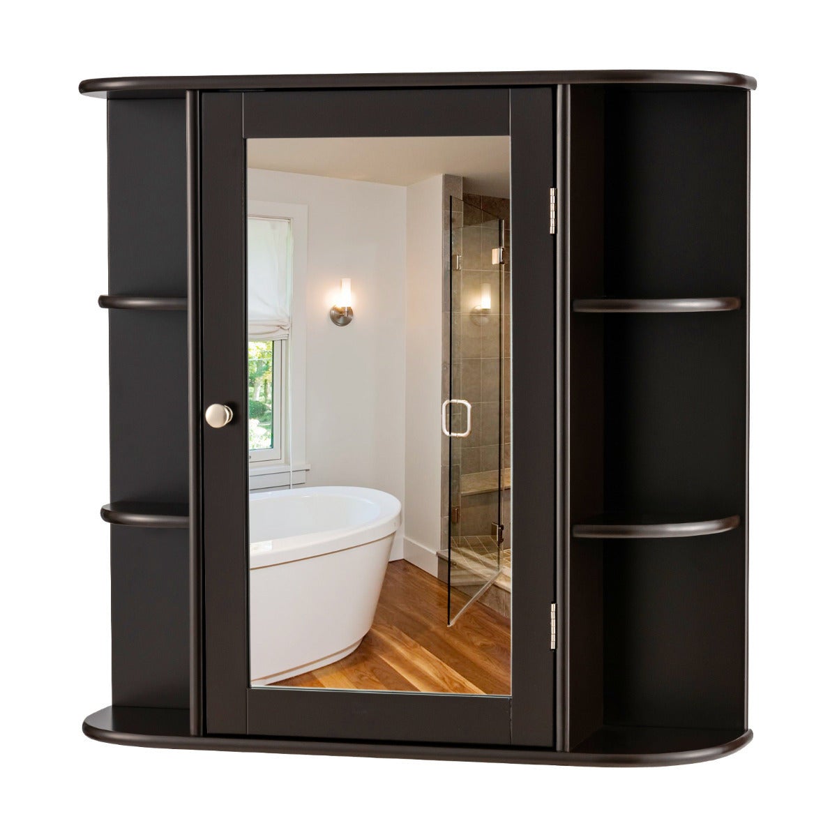 Essenza Armario Del Baño Con Espejo Montado A La Pared De Madera Gabinete Almacenamiento Para Cuarto Salón Cocina 65 X 17 X 64 Cm Gris/Marrón/Blanco , Leroy Merlin