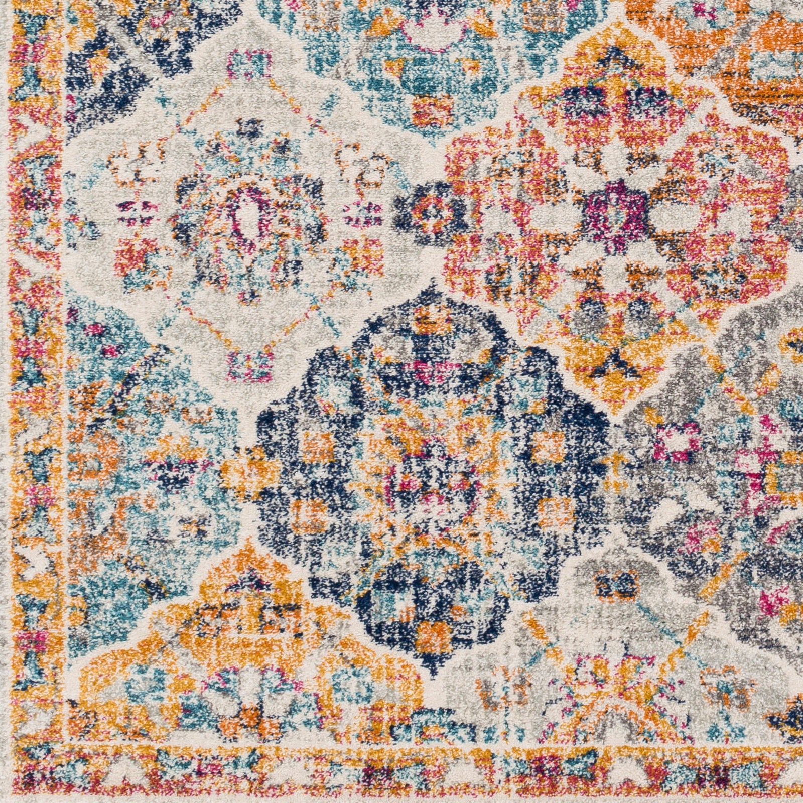 LIVABLISS Tapis Rond Vintage Oriental Multicolore/Orange Ø 160 - 7