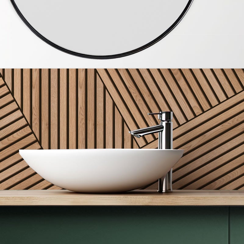 Panel de baño de PVC con diseño de madera, color beige, 140 x 30 cm (en ...