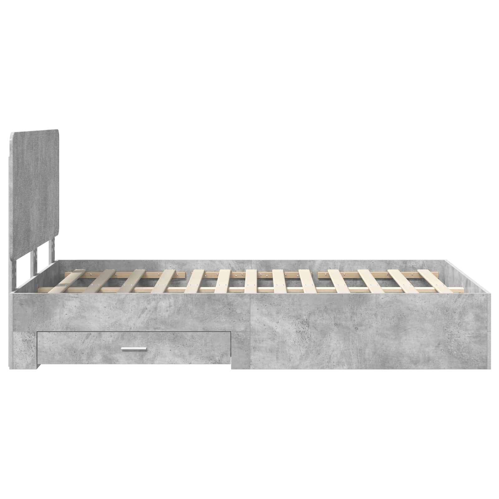 Cadre de lit gris béton 135 x 190 cm panneau de bois - 9