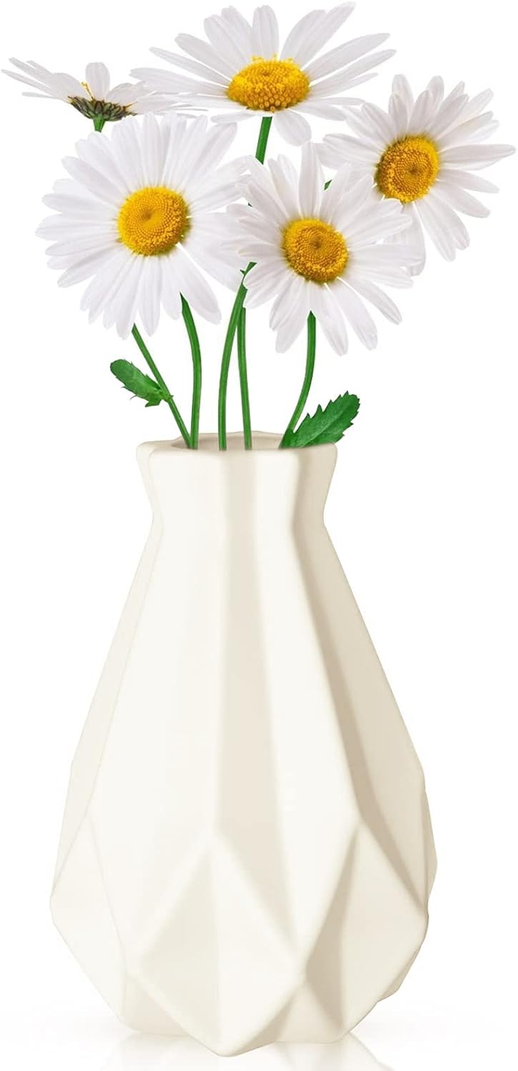Vase pour Fleurs LEGO - Grand Vase Blanc Géométrique et Rustique, Déco Bureau et Salon - Idée Cadeau Originale et Romantique - 6