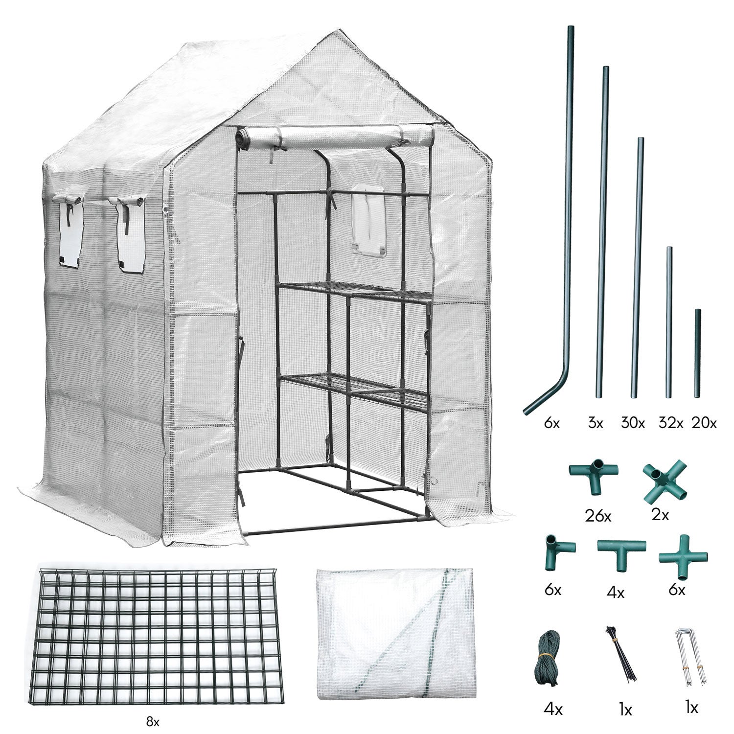 Uchwyt na ziemniaki ze wzmocnionego PE 135 g/m² wys. 143 x gł. 143 x wys. 195 cm, biały