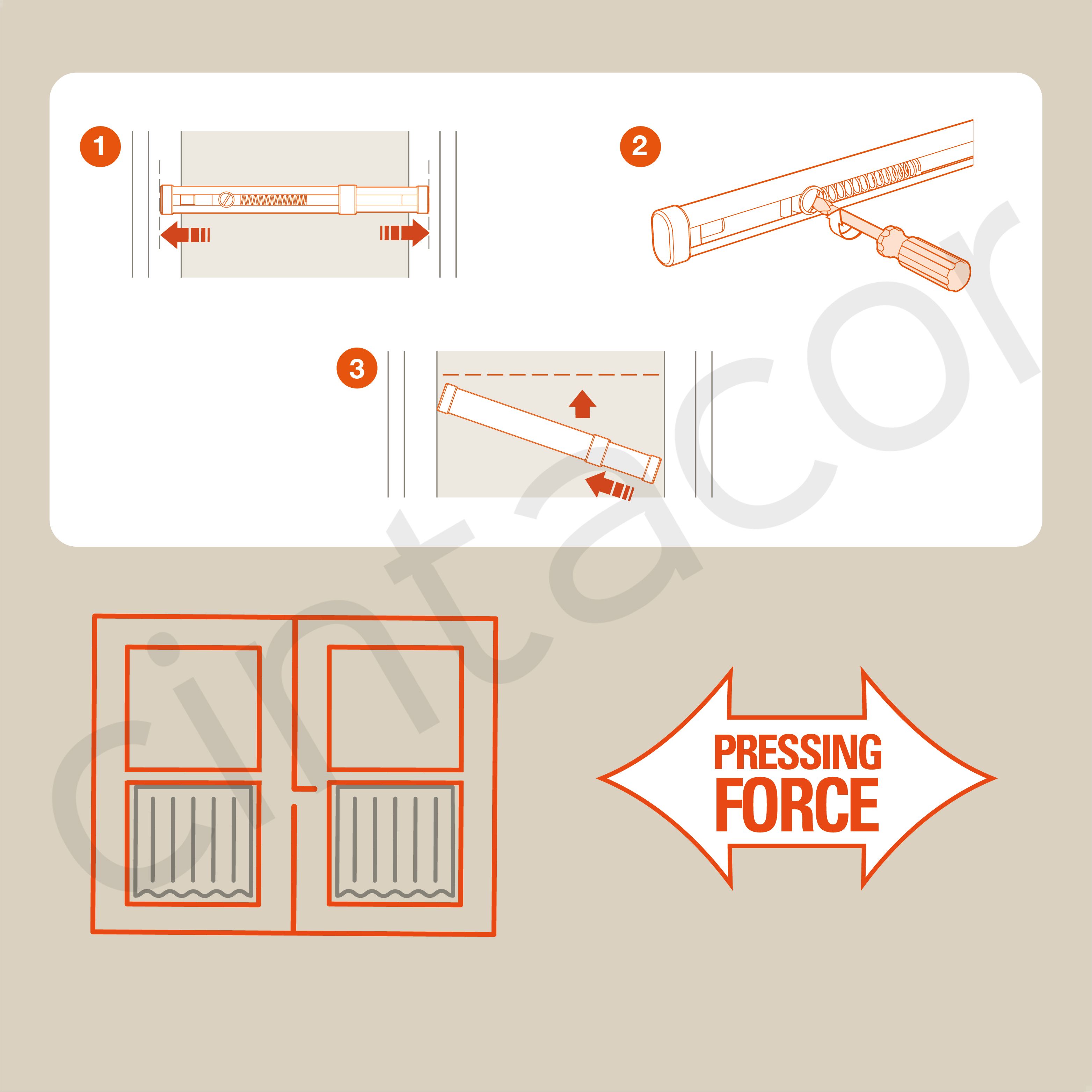 Haste de pressão extensível com mola OVAL FORCE, sem haste de cortina de perfuração, haste de cortina oval | 1 peça | 30 -43cm - 4