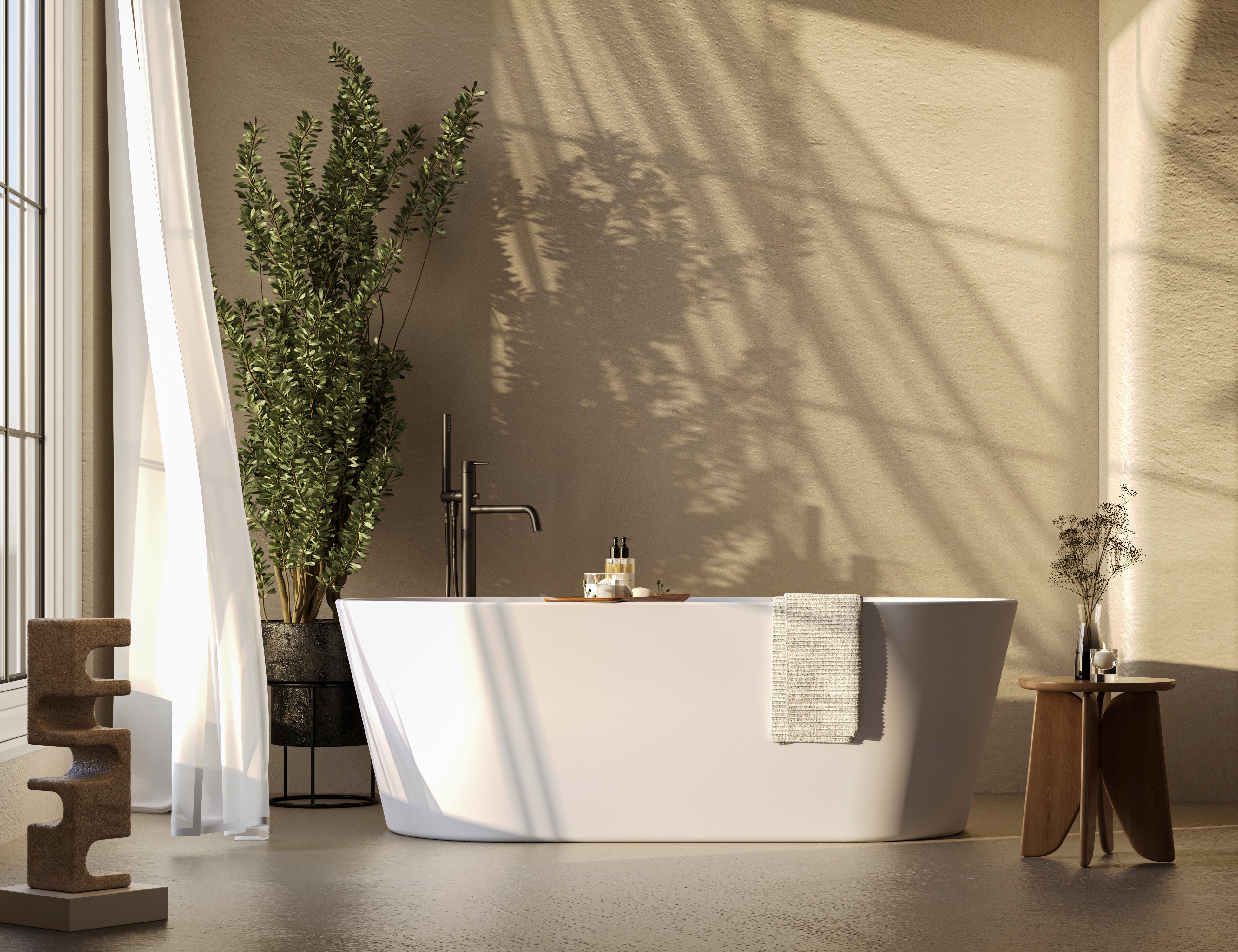 METROPOLE - Bañera exenta HUDSON blanco - 150x75cm - 2