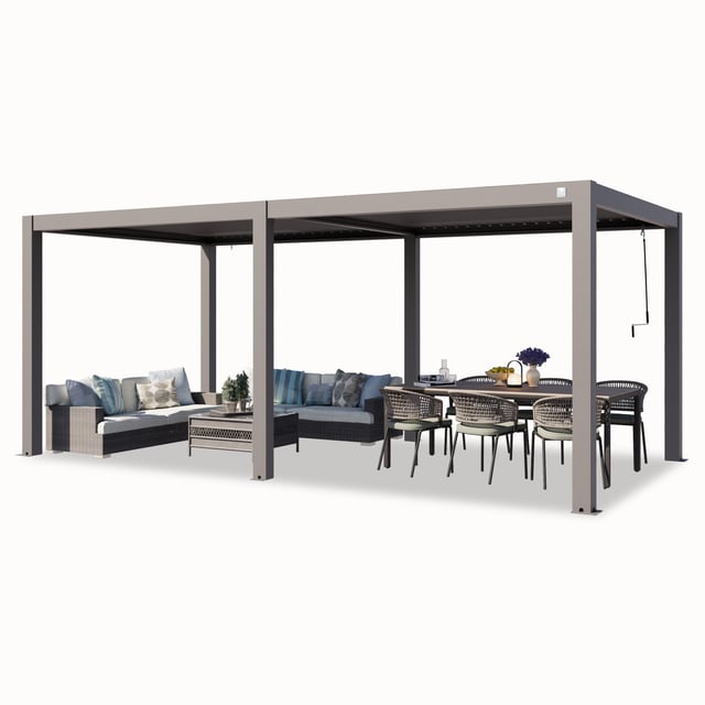 PRIMEYARD Pergola 3x6 m montanti in alluminio con tetto a doghe in alluminio gazebo da giardino grigio