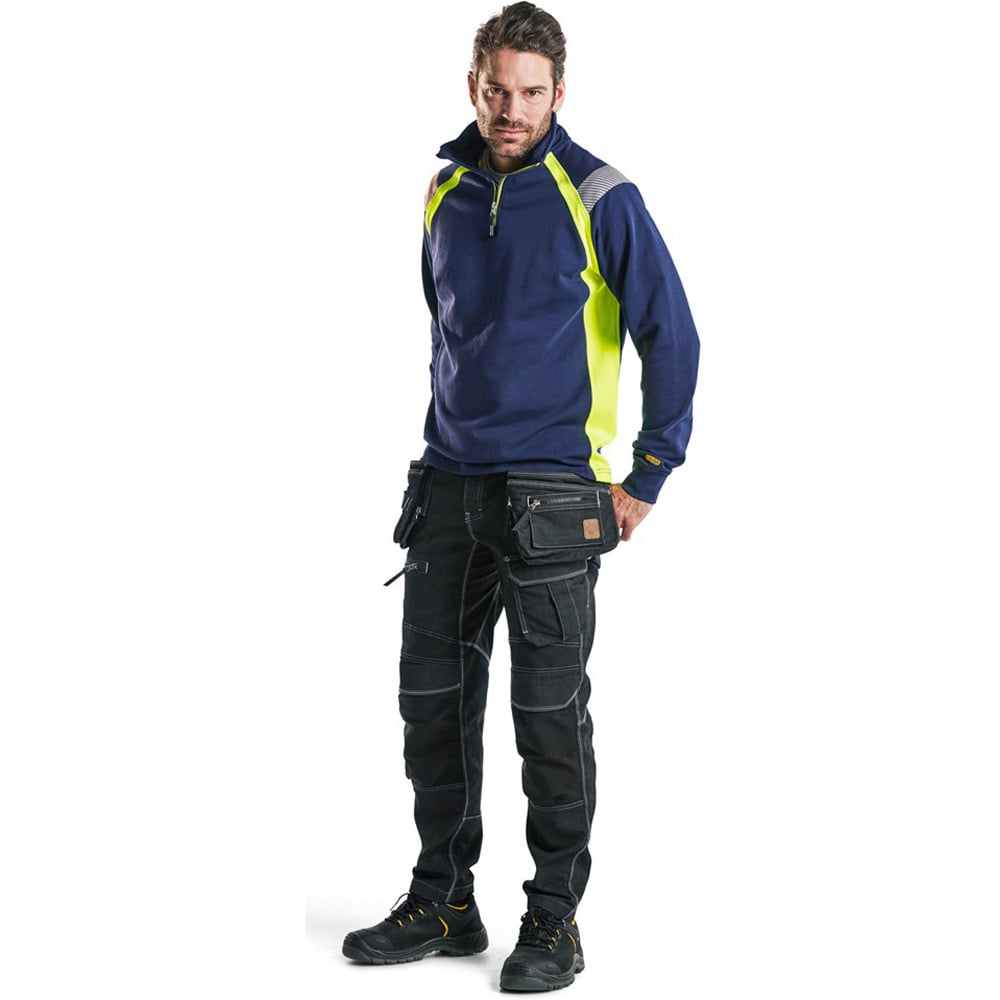 Sweat col camionneur détails fluo Marine/Jaune fluo - Blaklader - Taille 2XL - 5
