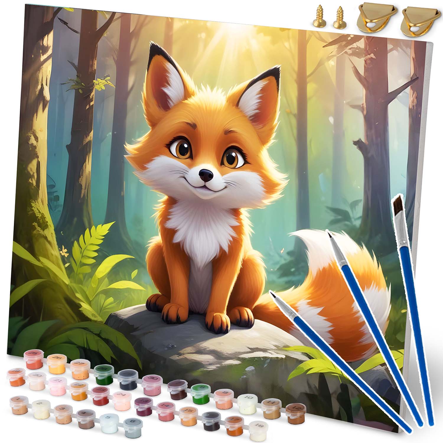 TISHIRON Peinture Par Numéros Renard Rouge – Toile 40x50 Cm, Forêt D'Automne, Kit Acrylique DIY, Sans Cadre – Idéal Détente Et Décoration