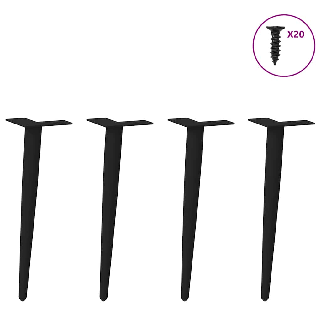 Pernas cônicas para mesa de centro 4 peças aço preto 30-31 cm - COMFORTXL - 3