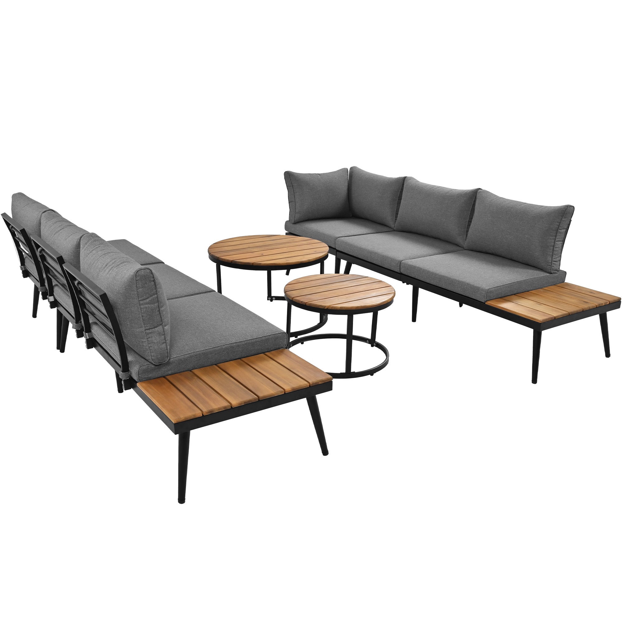 Salon bas de jardin en Métal Gris 6 personnes - 4