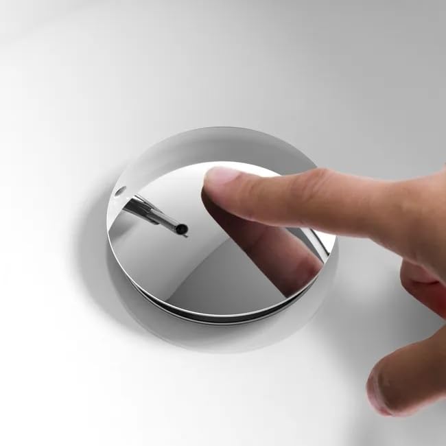 Tampão de pia pop-up de latão universal sem transbordamento para lavatório e pia cromado - 3