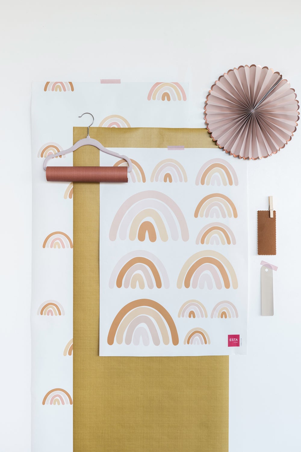 Adesivo da parete arcobaleni rosa terracotta - 47.5 x 66 cm - ESTAhome - 7