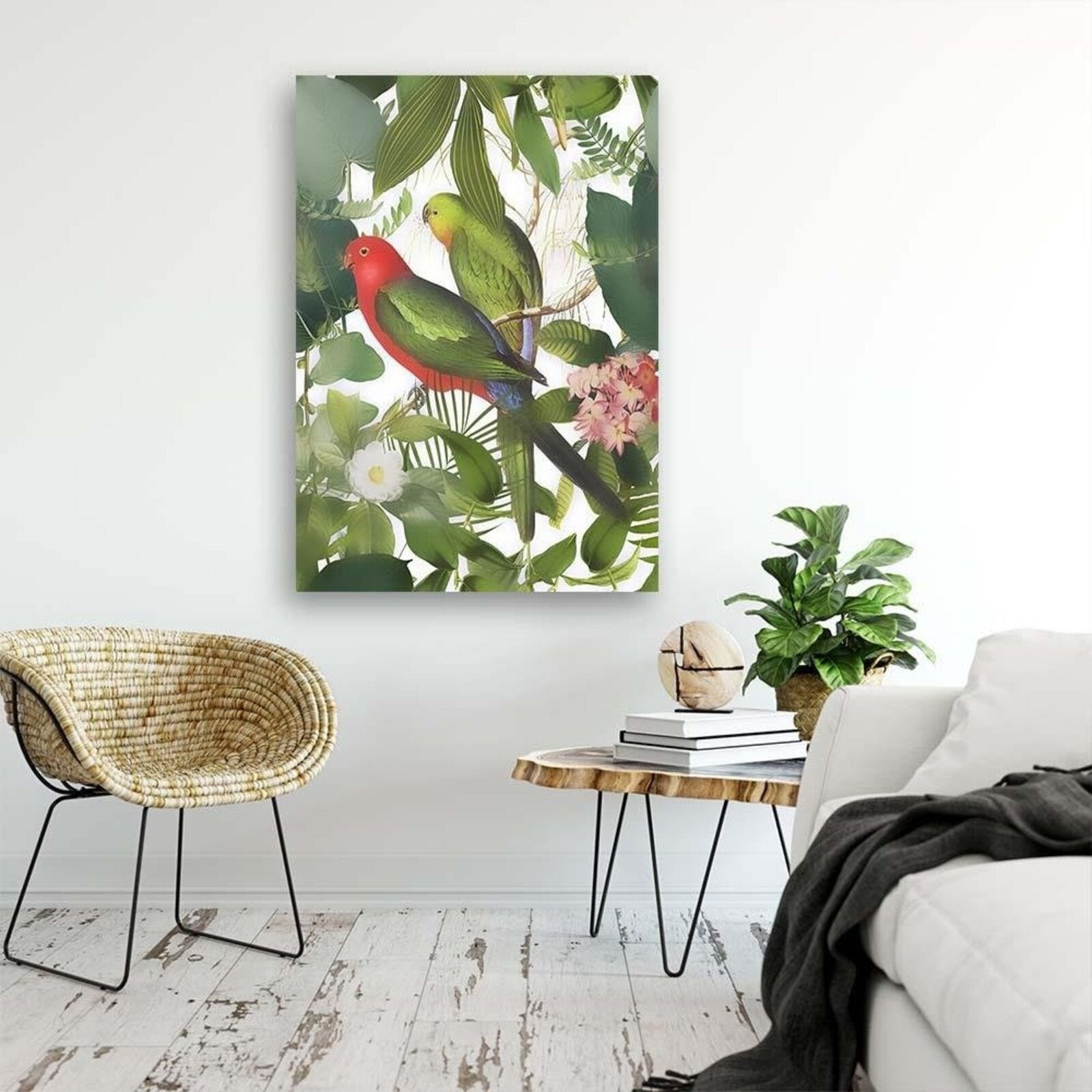 Tableau perroquets dans les feuilles - 70 x 100 cm - 3