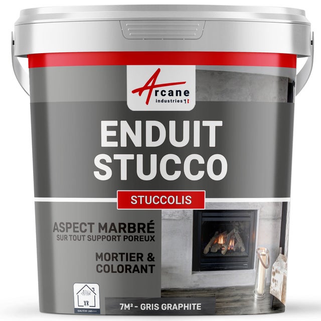 Mortier + teinte - stucco (sans primaire ni finition) - STUCCOLIS Mortier + teinte Gris Graphite - 7 m² - ARCANE INDUSTRIES