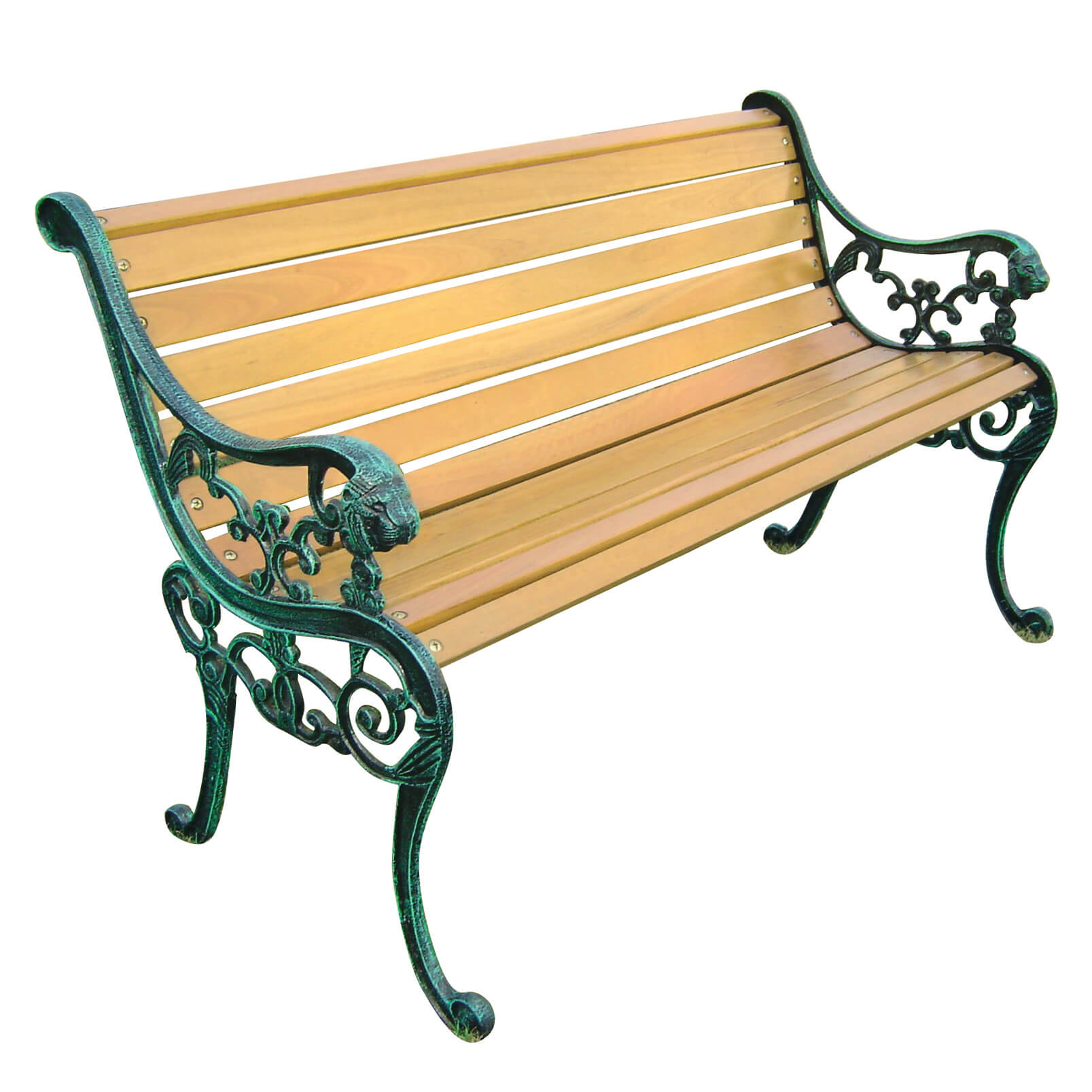 BACKYARD EXPRESSIONS Panchina Da Giardino In Ghisa E Legno: 114 Cm – Panca Rustica Per Esterni (Crema/Grigio/Verde)
