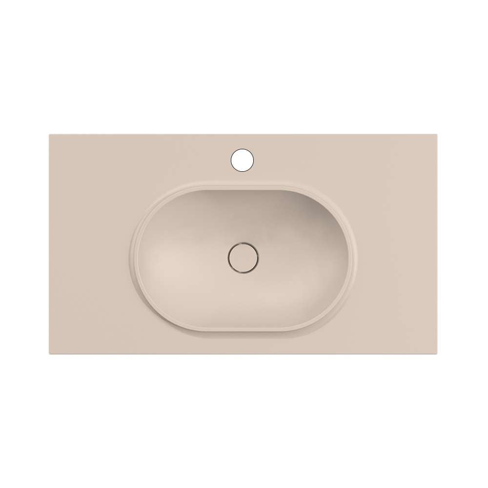 Ensemble meuble de salle bain 120 cm noyer plan vasque blanc perle POALGI 2 tiroirs - série Bül - 6