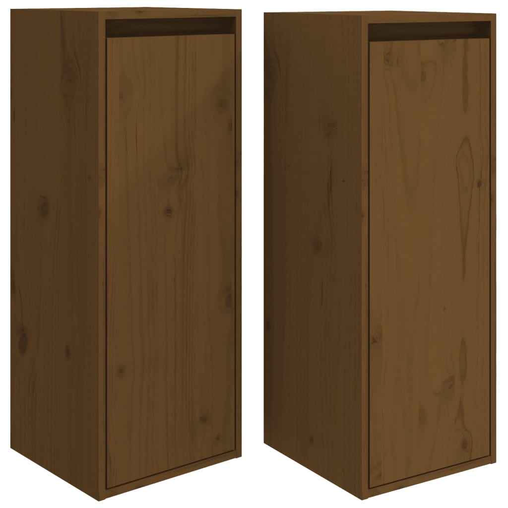 Armoires murales 2pcs Marron miel 30x30x80cm Bois de pin massif vidaXL - 2