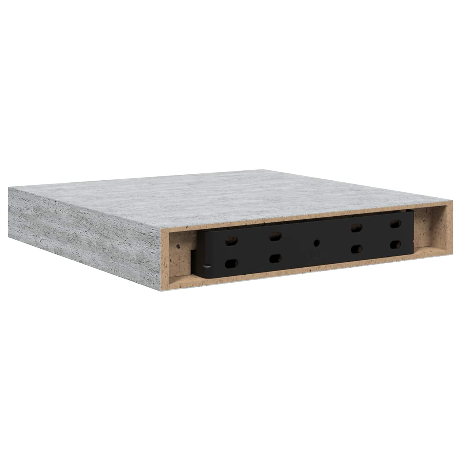Étagère murale - Fixation invisible - MDF et métal - Gris béton - 23x23 ...