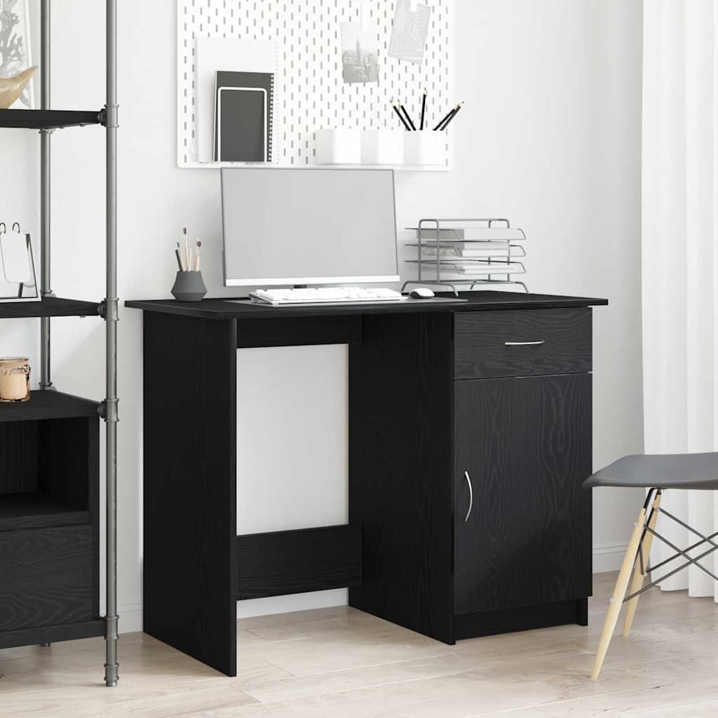 Vidaxl Escritorio Roble 100 X 50 X 76 Cm Madera De Ingeniería Negro , Leroy Merlin