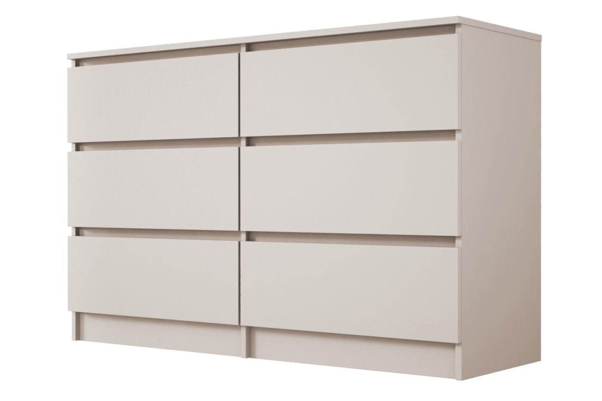 Komoda, 6 szuflad, kaszmir, 120 x 39 x 79 cm