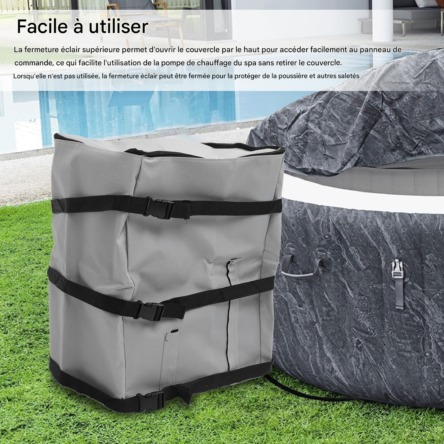 Joyance Housse De Pompe De Chauffage Pour Jacuzzi, Spa, Housse De Pompe De Chauffage Robuste, étanche, Protection Contre La Poussière, Housse De Pompe Isolée Pour Jacuzzi Avec Fermeture éclair Crochet