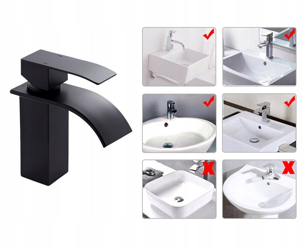 Cecipa max NOIR Robinet de Lavabo en Cascade Mitigeur en Laiton pour Salle de Bain Design Moderne,EU Modèle - 6