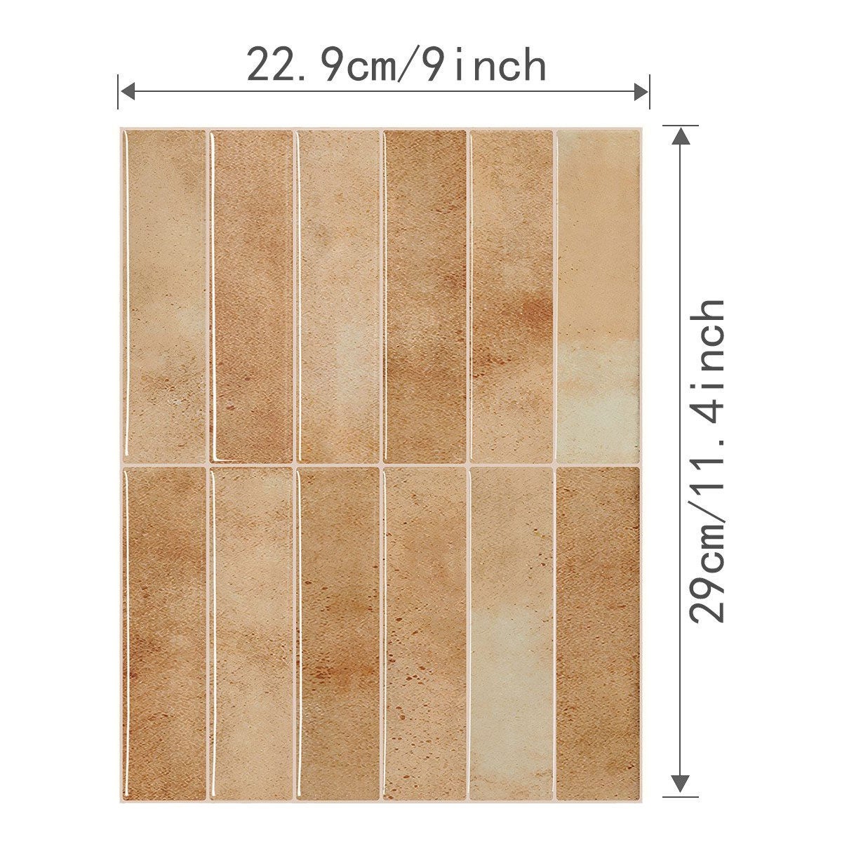 Lot de 10 crédences adhésives pour cuisine, salle de bain, carrelage mural, Marron clair - 2