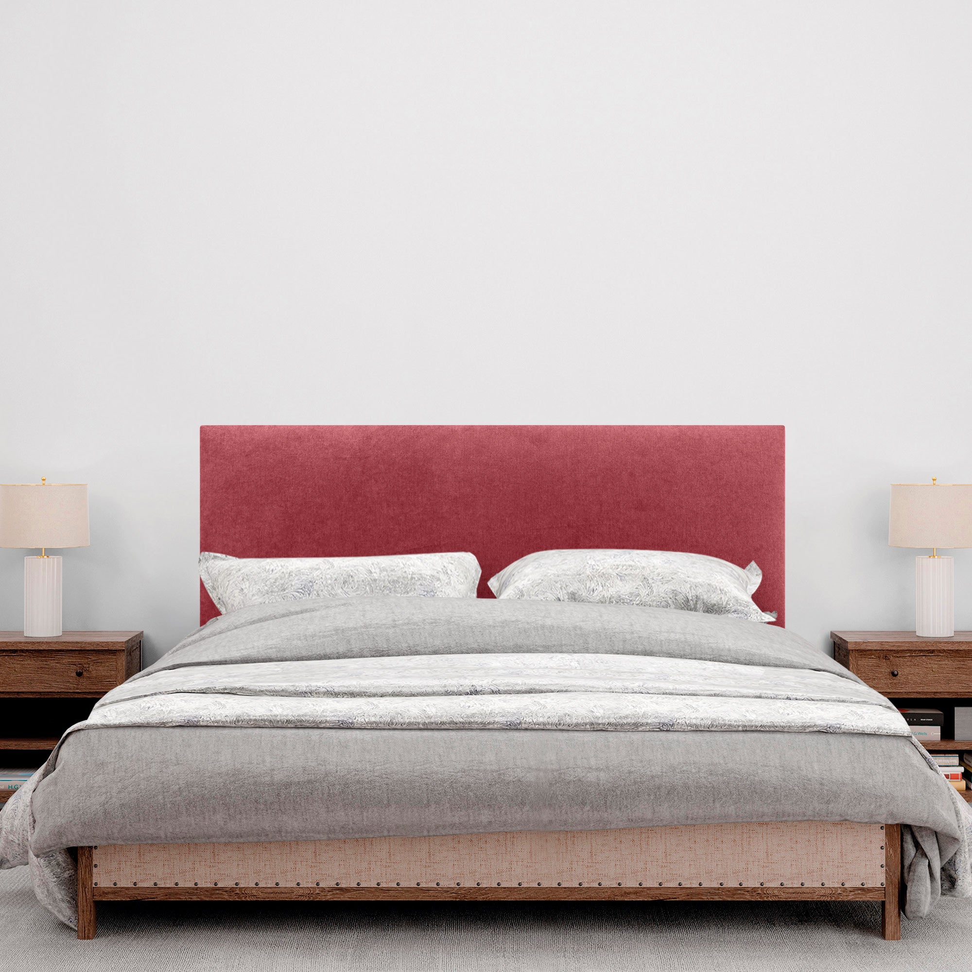 DHOME Cabecero de Tela AQUALINE Liso cabeceros Cabezal tapizado Cama Lujo (Tela Rojo, 135cm (Camas 120/135/140)) - 4