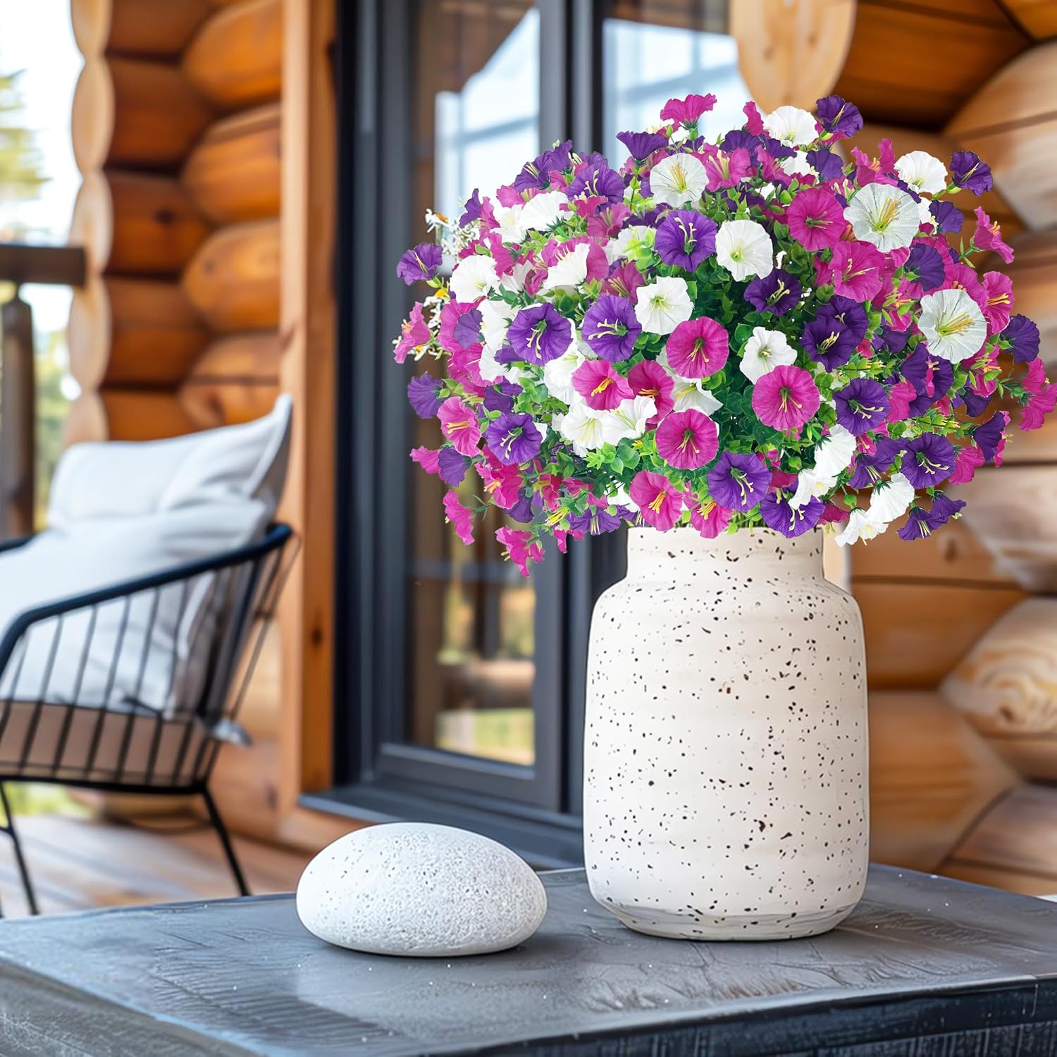 Ramos de flores artificiales resistentes a la intemperie: ideales para balcones, jardines, terrazas y decoración de exteriores (9 ramos). - 5