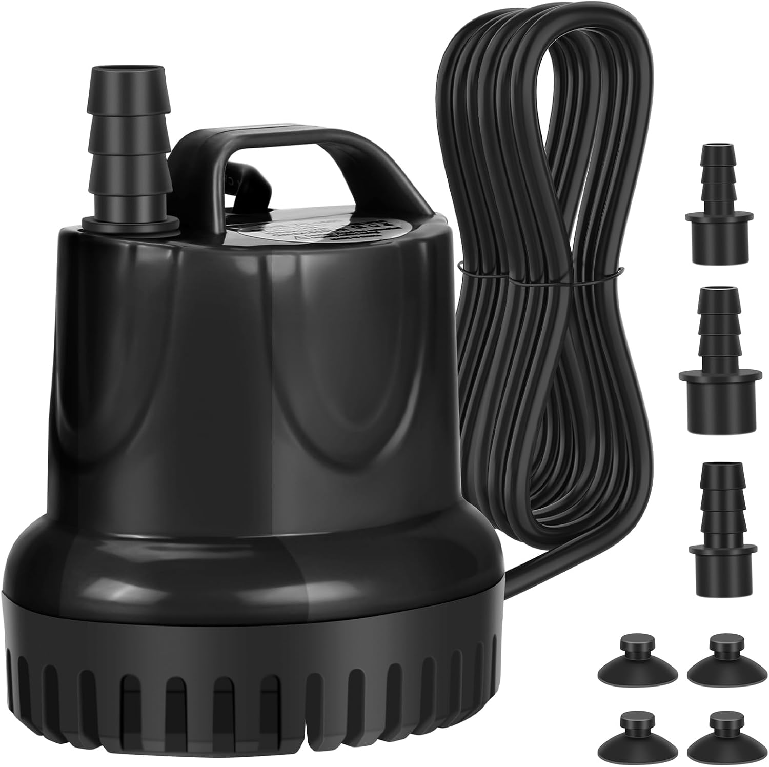 Zatapialna pompa wodna 25 W, wysoka przepustowość 1 200 l/h, ochrona przed pracą na sucho, ultra cicha konstrukcja (czarna)