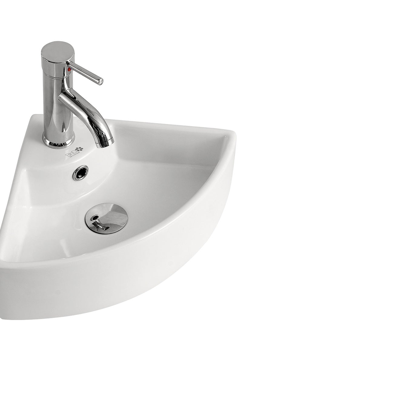 Vasque d’angle suspendue en porcelaine blanche SEGOVIA 460x325x125 mm - 4