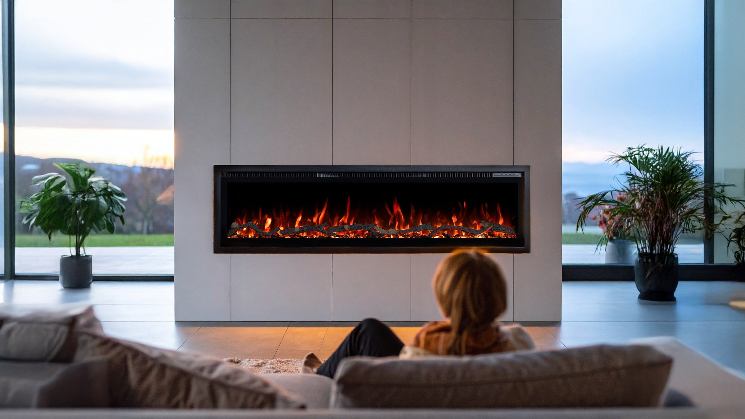 Cheminée électrique Emotion Flame Regal 106 - feu premium - murale et encastrable - 106x35x12 cm - cheminée LED décorative avec chauffage 900/1800 W - 6