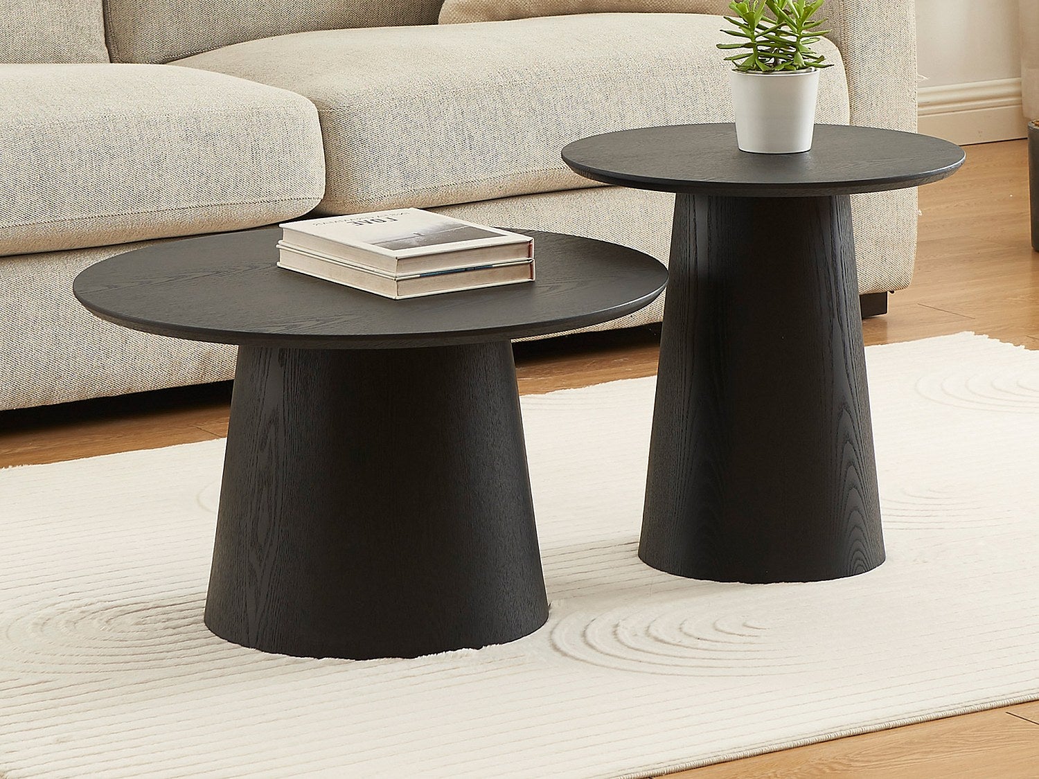 Stolik kawowy wysuwany z okleiną dębową – Czarny – PIARI