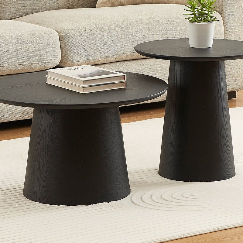 Stolik kawowy wysuwany z okleiną dębową – Czarny – PIARI