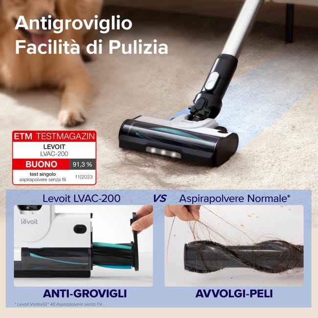 LEVOIT Aspirapolvere Senza Fili Leggero - 180W, 50 Minuti Autonomia, Antigroviglio Per Peli Animali - Foto 10