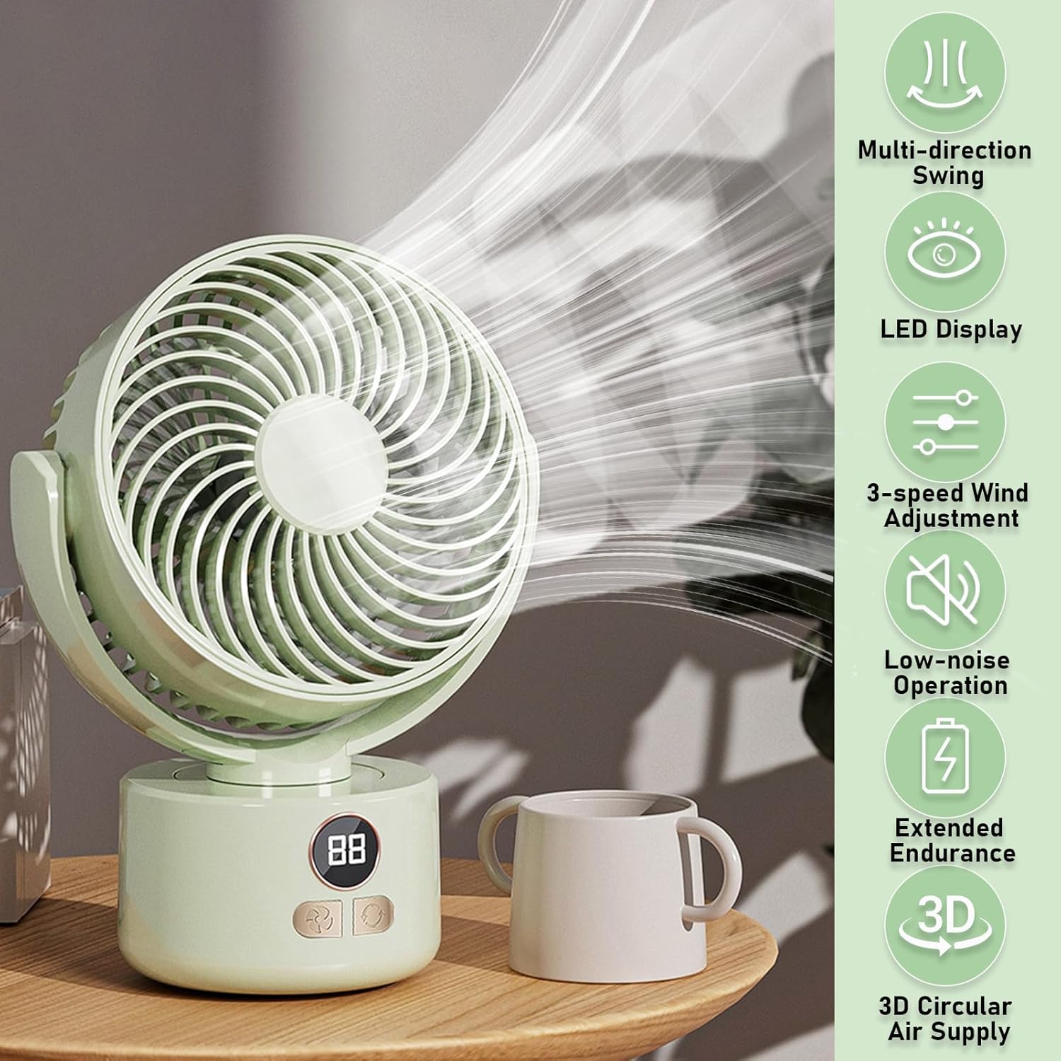 Ventilatore Portatile Pieghevole USB Ricaricabile - Mini Eolo Da Scrivania A Mano 5 Pale
