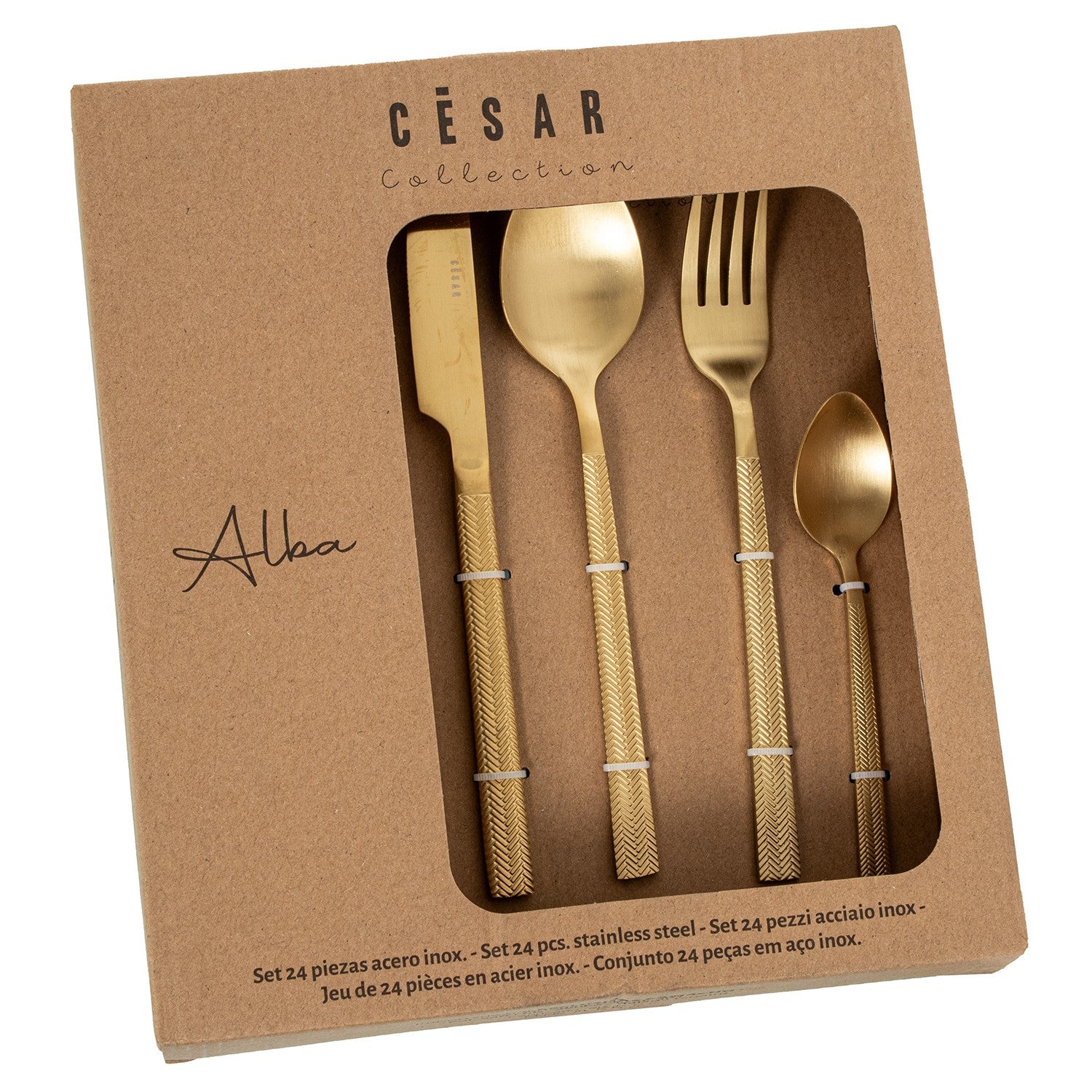SET 24 CUBIERTOS ACERO INOXIDABLE DORADO MATE (ALBA)- Envio gratuito en Península - 2