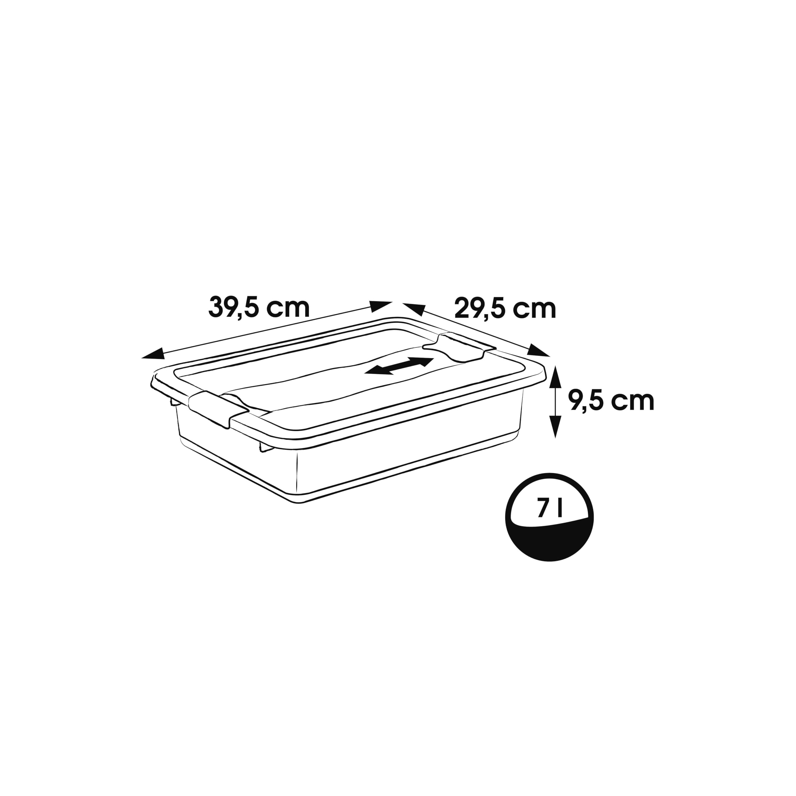 Boîte de rangement plate 7 litres - Gris - 2