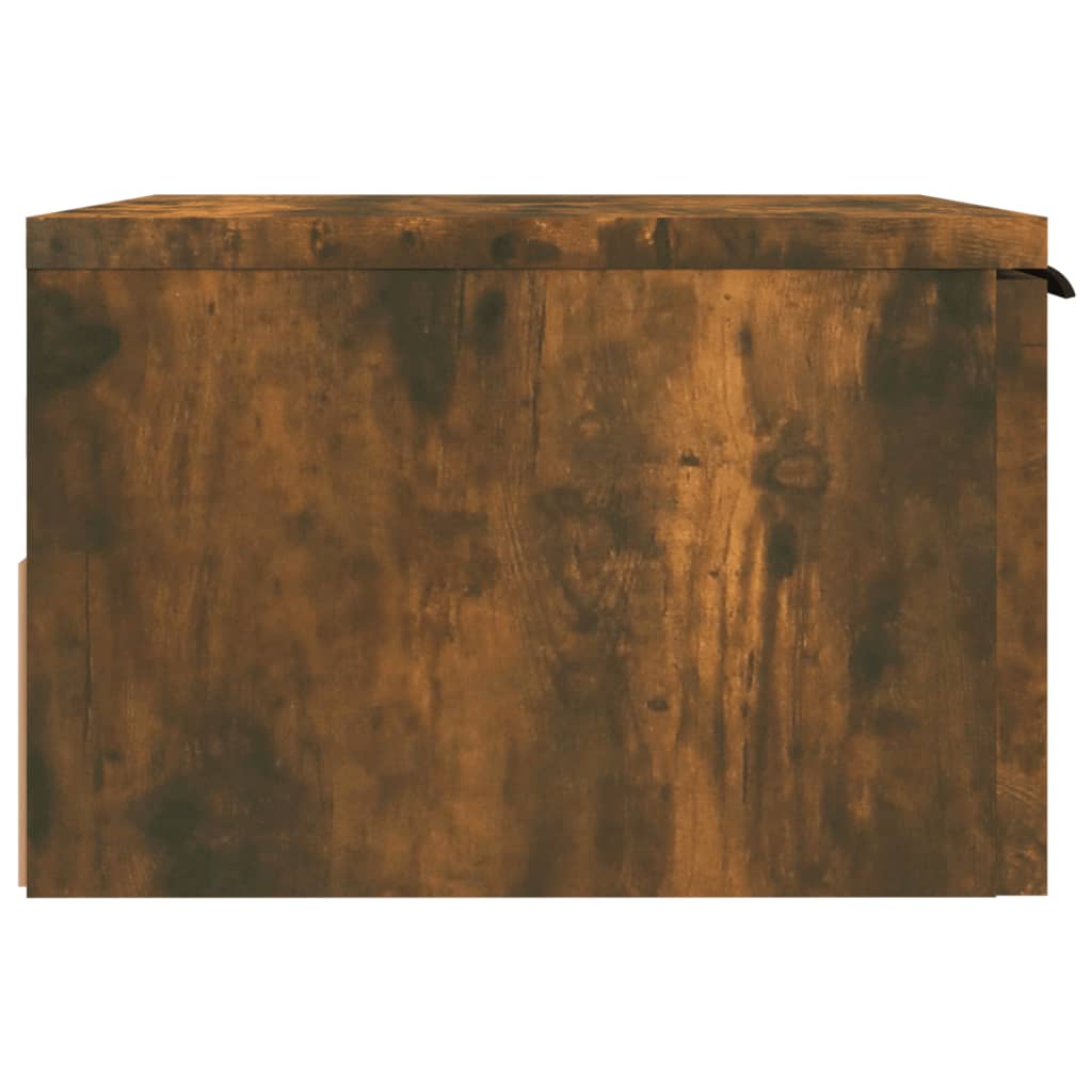 Pack de 2 Mesitas de noche de pared，Mesitas de noche flotantes，Mesilla de noche color roble ahumado 34x30x20 cm CFW17676 - 5