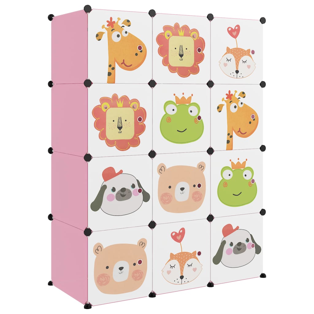 Armario infantil vestidor moderno - de cubos con 12 compartimentos rosa pp